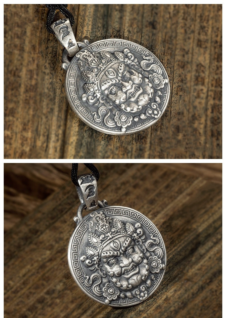 zensoullab National Trend Thai Silver Pendant Retro Three-Eyed Wisdom Buddha Hanging Ornament Original Handmade Buddha Amulet Versatile Men's and Women's Necklace