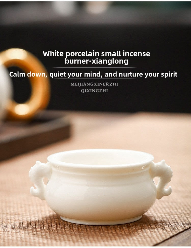 zensoullab Chinese Style Mini Ceramic Incense Burner Tea Room Home Worship Three-legged Incense Burner Portable Incense Holder Incense Ceremony Zen Small Ornament