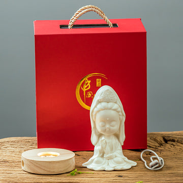 zensoullab Premium Ceramic Guanyin Bodhisattva Home Decoration Cute Desktop Ornament Office Entrance Peace Car Gift