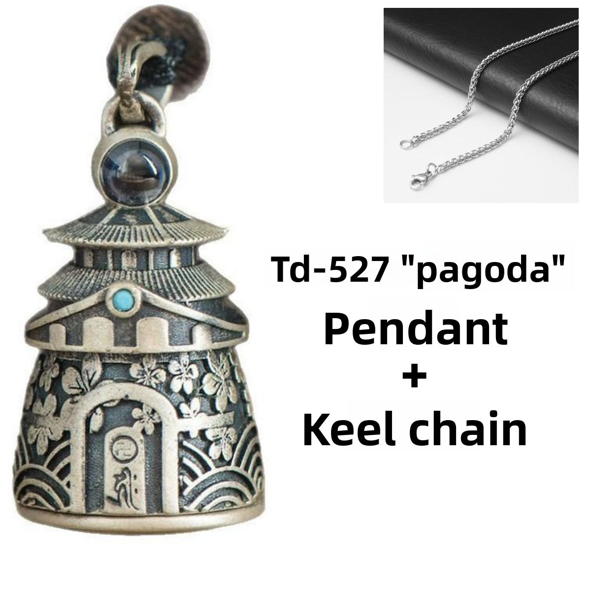 zensoullab Thai Silver Vintage Openable Buddha Pagoda Necklace with Heart Sutra Pendant Hollow Design for Men and Women