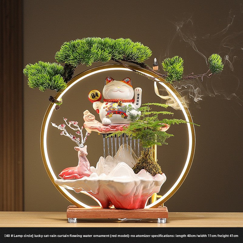 zensoullab Lucky Cat Flowing Water Wealth-Attracting Ornament Circulating Water Living Room Desktop Decoration