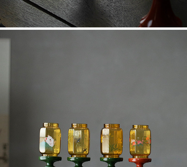 zensoullab Chinese Style Aromatherapy Candle Glass Candle Holder Lamp Zen Tea Room Atmosphere Lamp Home Floor Candle Lamp Decorative Ornament