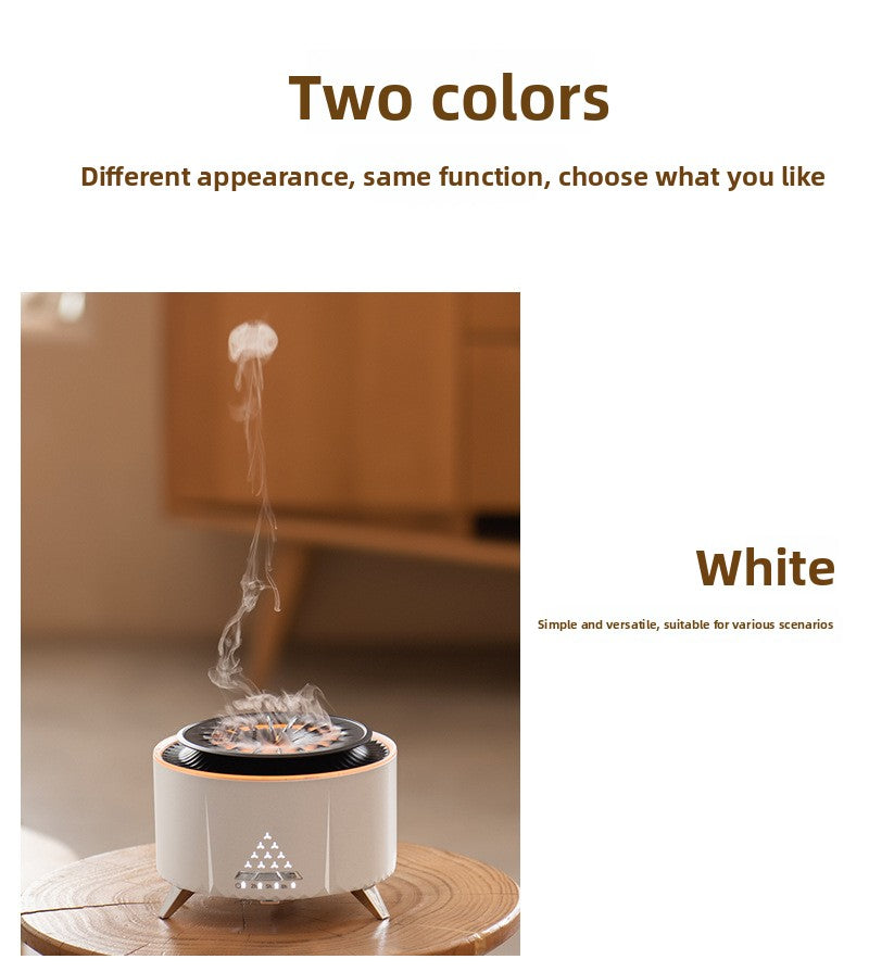 zensoullab Creative Flame Aromatherapy Diffuser White Noise Volcanic Lava Humidifier Desktop Simulation Jellyfish Smoke Ring Diffuser