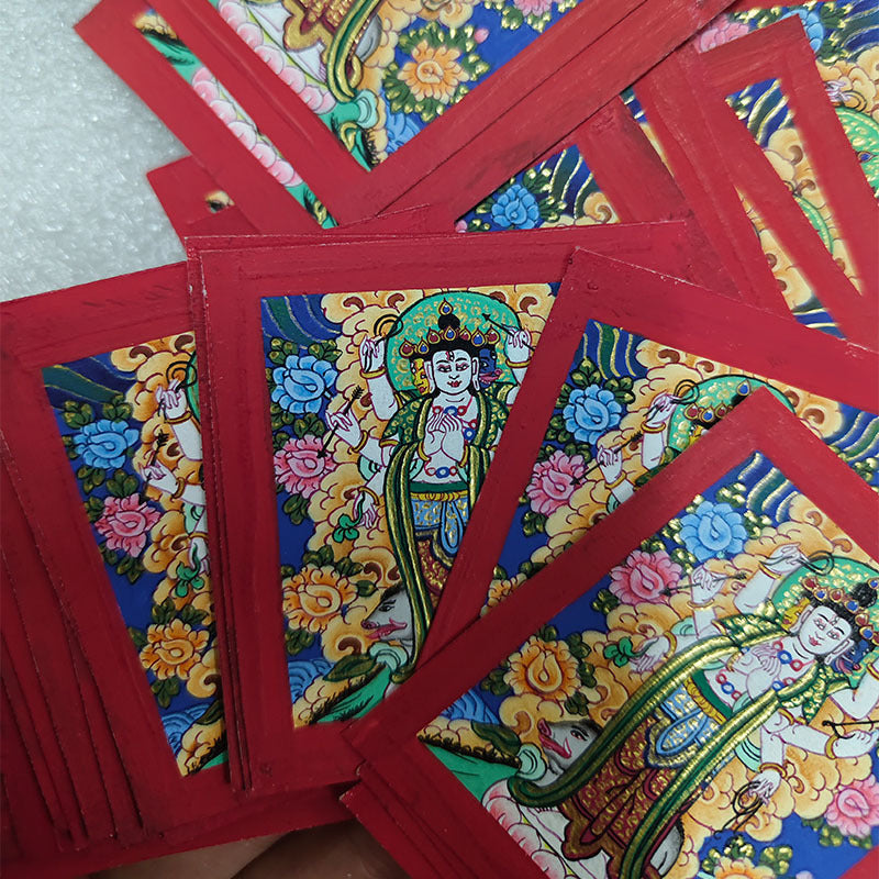 zensoullab Nepal Hand-painted Moli Branchi Tian Vajrasattva Thangka Tibetan Buddha Statue Bodhisattva Thangka Gawu Box Necklace Pendant
