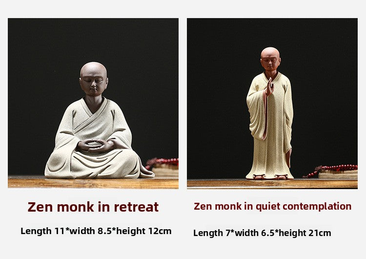 zensoullab Zen Purple Clay Little Monk Tea Pet Figure Zen Monk Little Novice Tea Ceremony Desktop Entrance Living Room Fish Tank Chinese Style Ornament