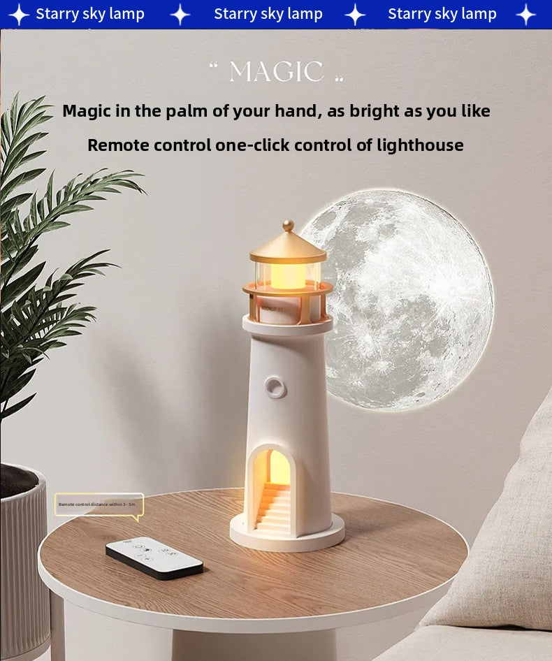 zensoullab Moonlight Lighthouse Projection Lamp Atmosphere Bedroom Bedside Sleep Companion Night Light Desktop Creative High-end Ornament