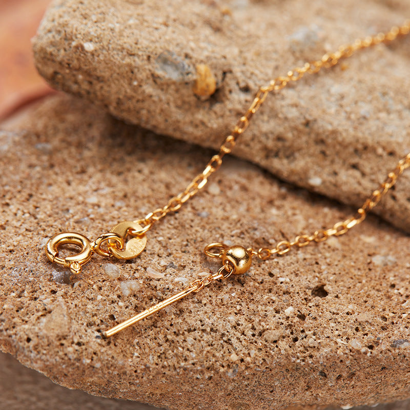 zensoullab S925 Sterling Silver 18K Gold Pendant Necklace Clavicle Chain Natural Tourmaline Four-Leaf Clover Vintage Elegant Temperament Women