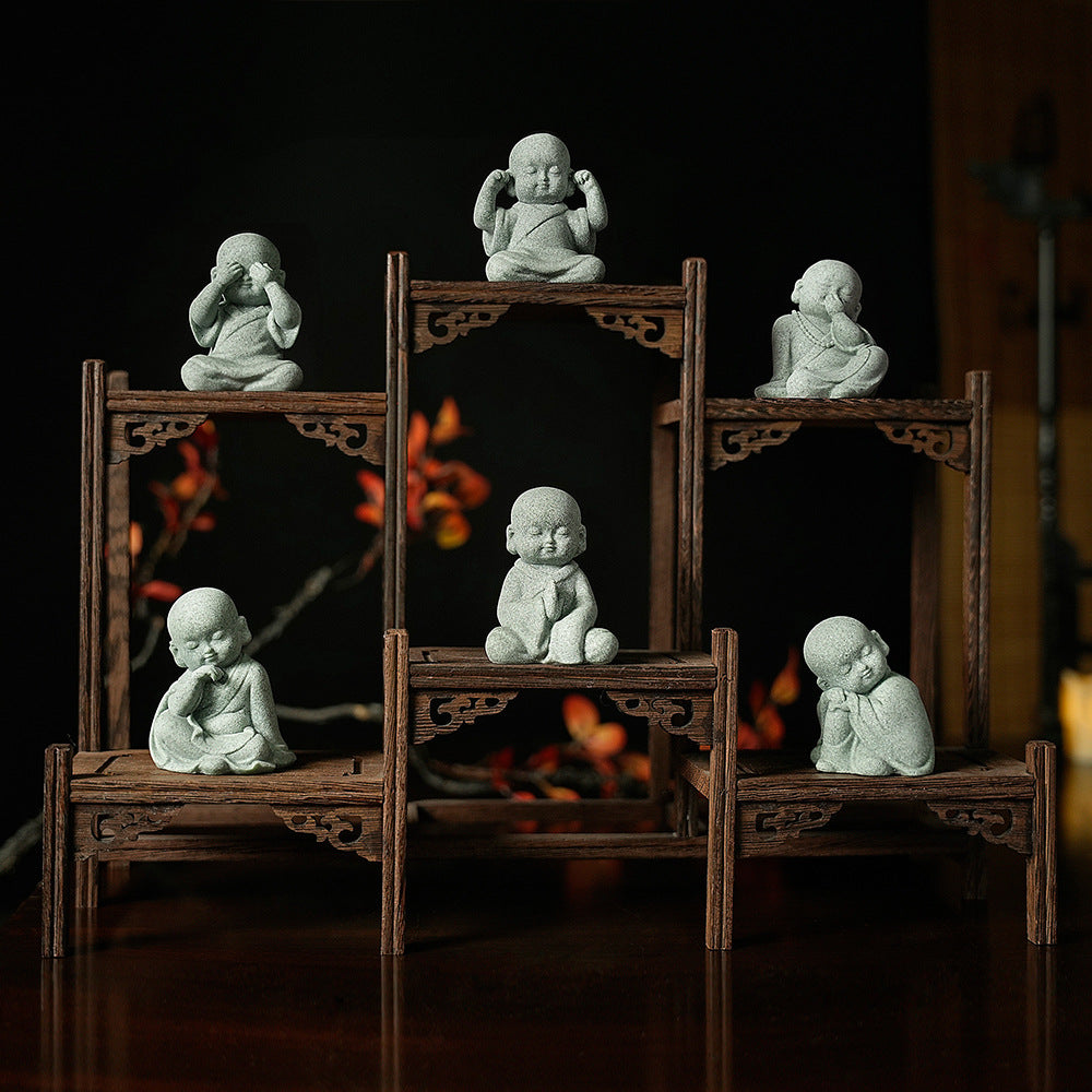 zensoullab Decorative Crafts Zen Decorations Tea Room Arrangement Landscaping Little Monk Decoration New Chinese Style Micro Landscape Arrangement Props