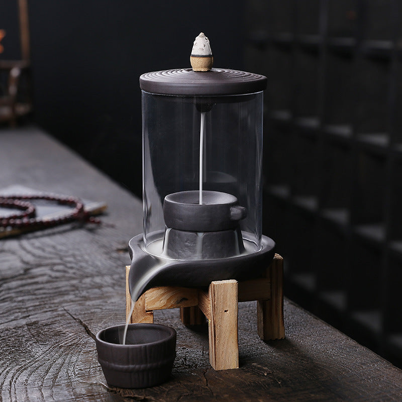 zensoullab Purple Clay Backflow Incense Burner Home Decor Creative Fortune Comes Windproof Cover Backflow Incense Burner Original
