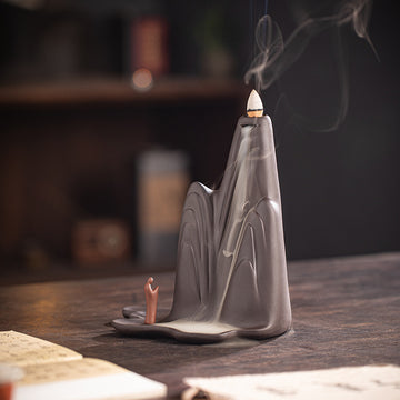 zensoullab Zen Style Chinese Backflow Incense Burner Mountain Water Landscape Desktop Ornament Creative Home Living Room Indoor Aromatherapy Burner