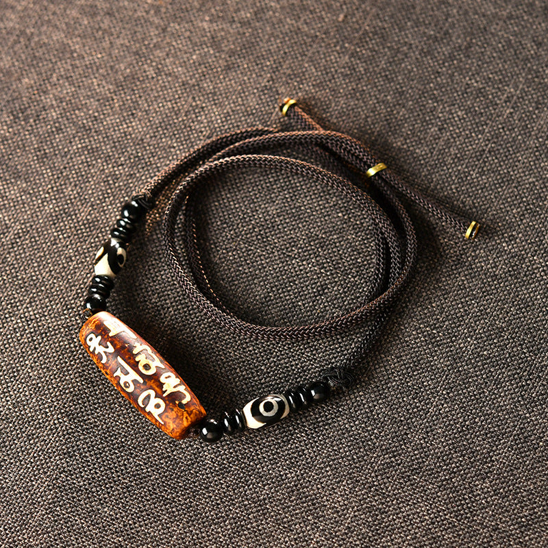zensoullab Ethnic Style Tibetan Nine-Eyed Dzi Bead Agate Necklace for Men Versatile Sweater Chain New Chinese Style Women Retro Personality Accessories