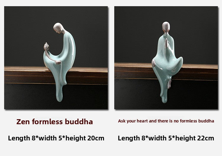 zensoullab Zen Ceramic Crafts Formless Buddha New Chinese Style Living Room Study Entrance Decoration Ge Kiln Creative Figurine