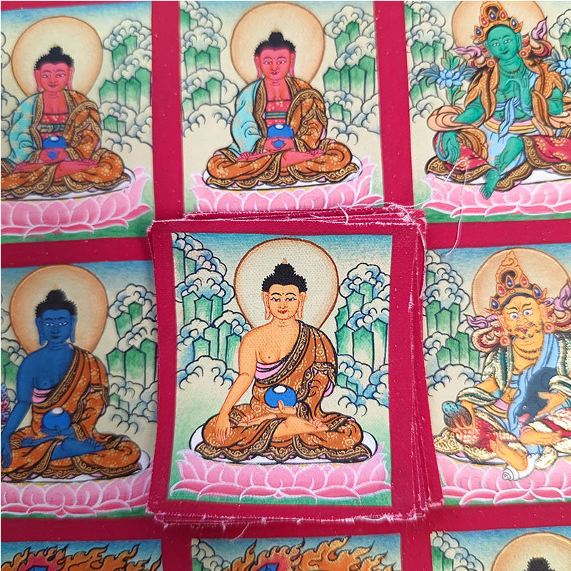 zensoullab Nepal Hand-painted Zodiac Birth Buddha Thangka Manjushri Yellow God of Wealth Green Tara Portable Gau Box Small Thangka Pendant