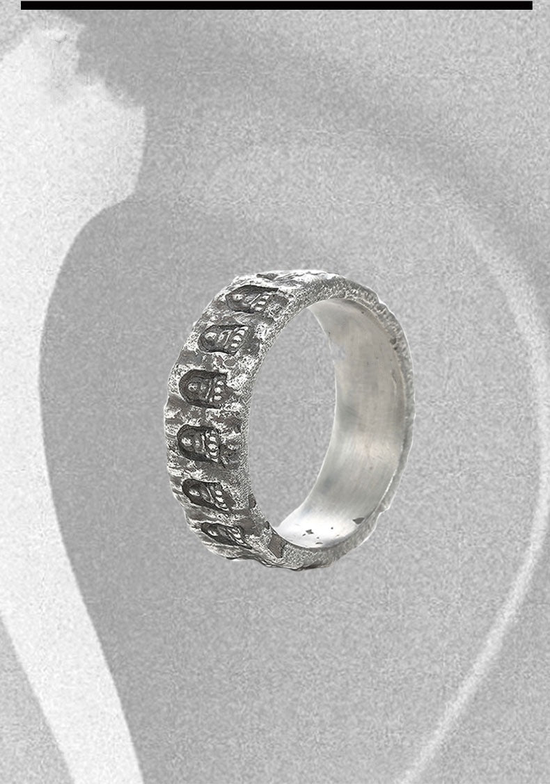 zensoullab Original Design Thai Silver Vintage Buddha Cave Ring for Men and Women Creative Personality National Style Trendy Open Ring