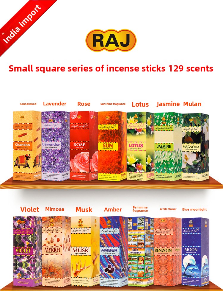 Zensoullab India Fragrant 30 Kinds of Fragrance Small Square Series Genuine Goods Imported Indian Aromatherapy Joss-Stick Handmade Incense