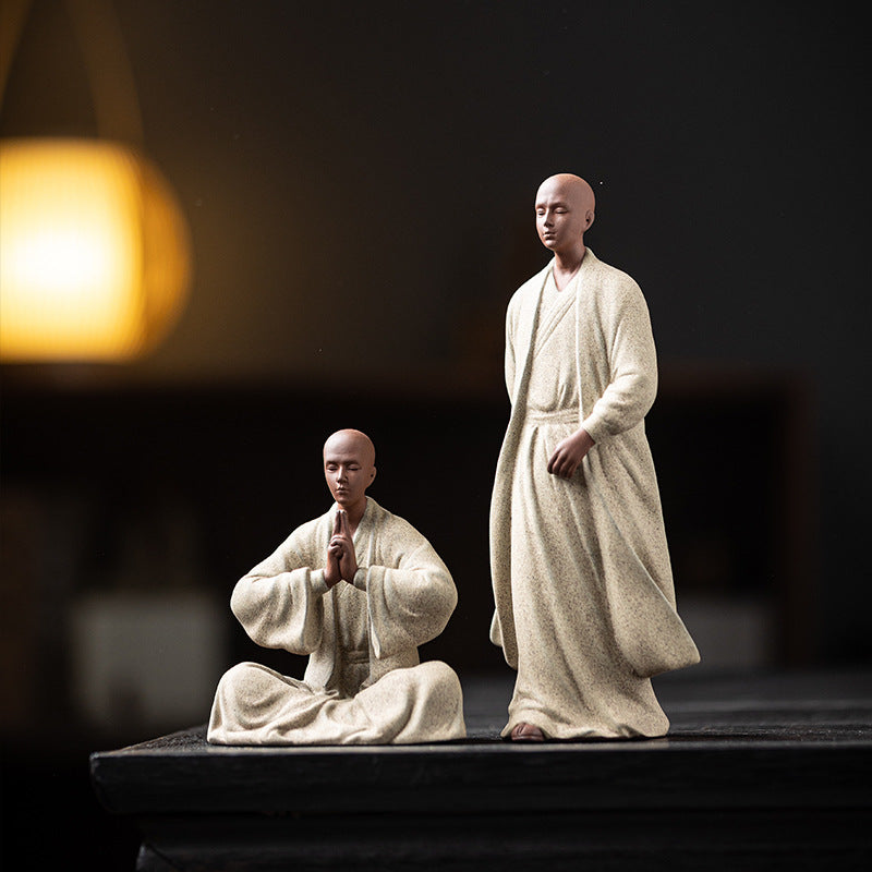 zensoullab Zen Purple Clay Little Monk Tea Pet Figurine Character Tea Ceremony Tea Room Tea Space Desktop Tea Table Tea Set Tea Table Decoration
