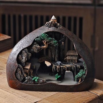zensoullab High Mountain Flowing Water Backflow Incense Burner Sandalwood Incense Burner Home Indoor Agarwood Incense Holder Zen Backflow Incense Ornament