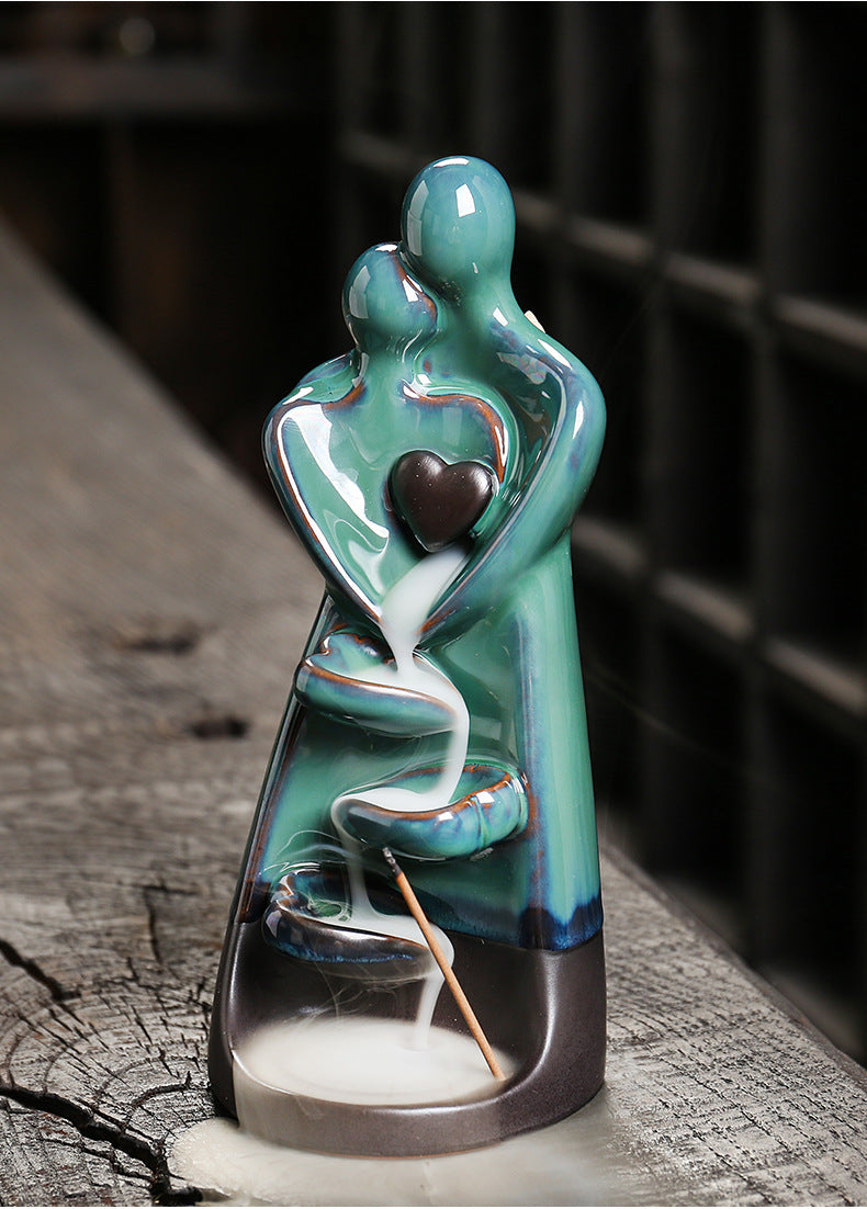 Ceramic Backflow Incense Burner Home Decor Ornament Creative Double-Sided Backflow Incense Burner