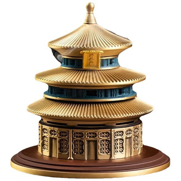 zensoullab Ancient Style New Chinese Style Temple of Heaven Copper Incense Burner Home Sandalwood Incense Indoor Coil Incense Agarwood Burner Incense Seal Incense Burner Ornament