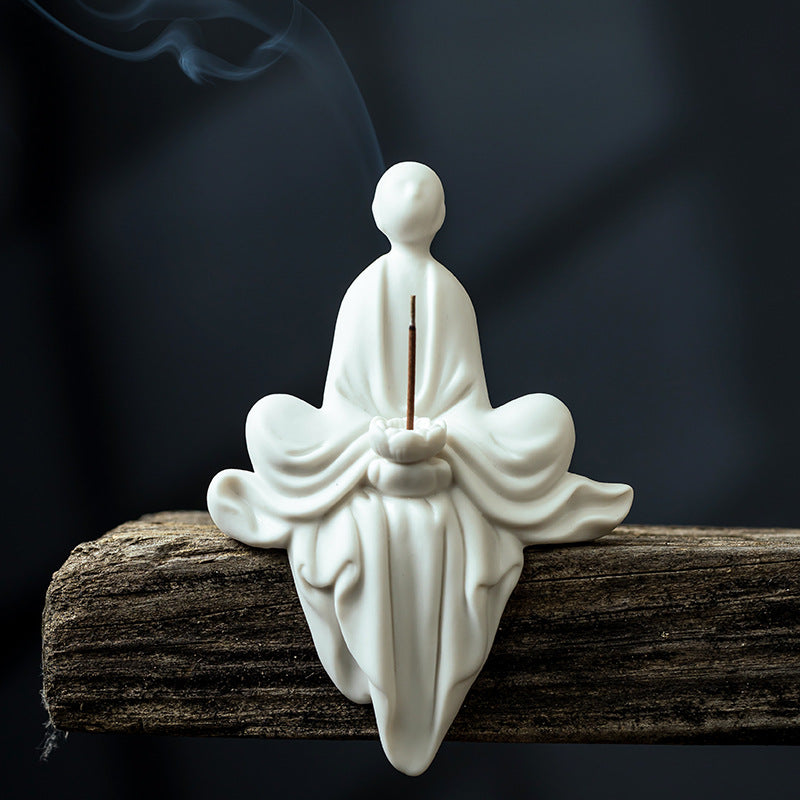zensoullab Ceramic Zen Little Monk Chinese Style Living Room Entrance Office Desk Fish Tank Micro Landscape Figure Formless Buddha Decoration Ornament