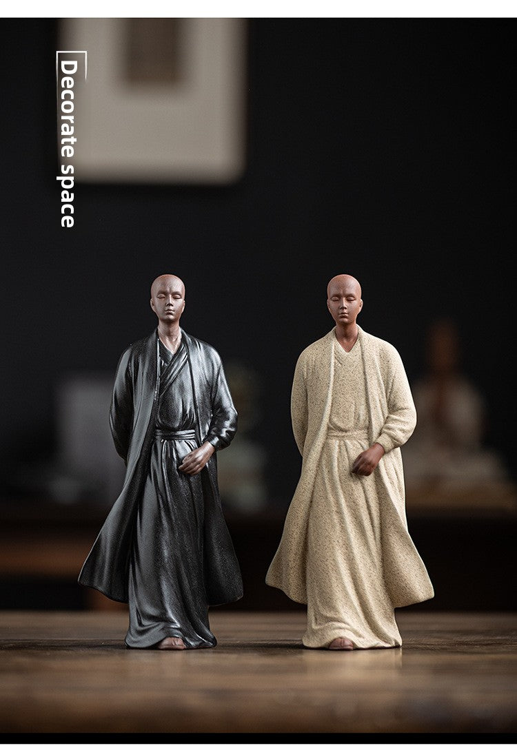 zensoullab Zen Purple Clay Little Monk Tea Pet Figurine Character Tea Ceremony Tea Room Tea Space Desktop Tea Table Tea Set Tea Table Decoration