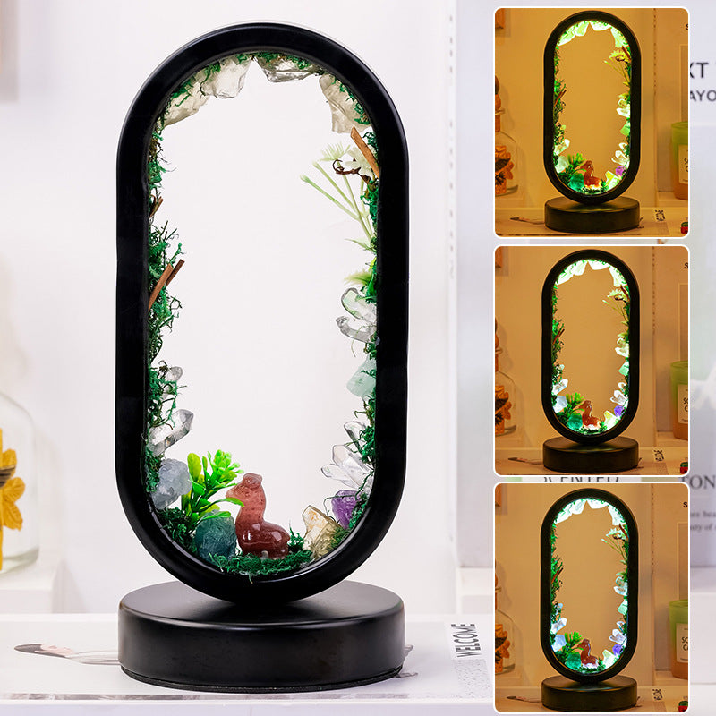 zensoullab Natural Crystal Raw Stone Oval Forest Mushroom Lamp Home Decoration Atmosphere Night Light Bedside Lamp Ornament
