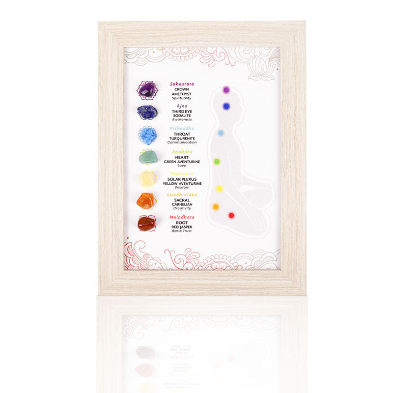 zensoullab Meditation Natural Raw Stone Specimen Frame Ornament Natural Crystal Mineral Colorful Seven-Color Stone Picture Frame Display Stand