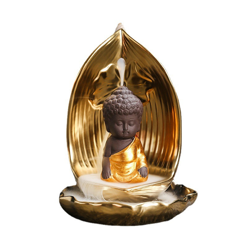 zensoullab Backflow Incense Burner Rulai Flowing Incense Gold Base Small Shaami Creative Backflow Incense Burner Home Incense Desktop Ornament