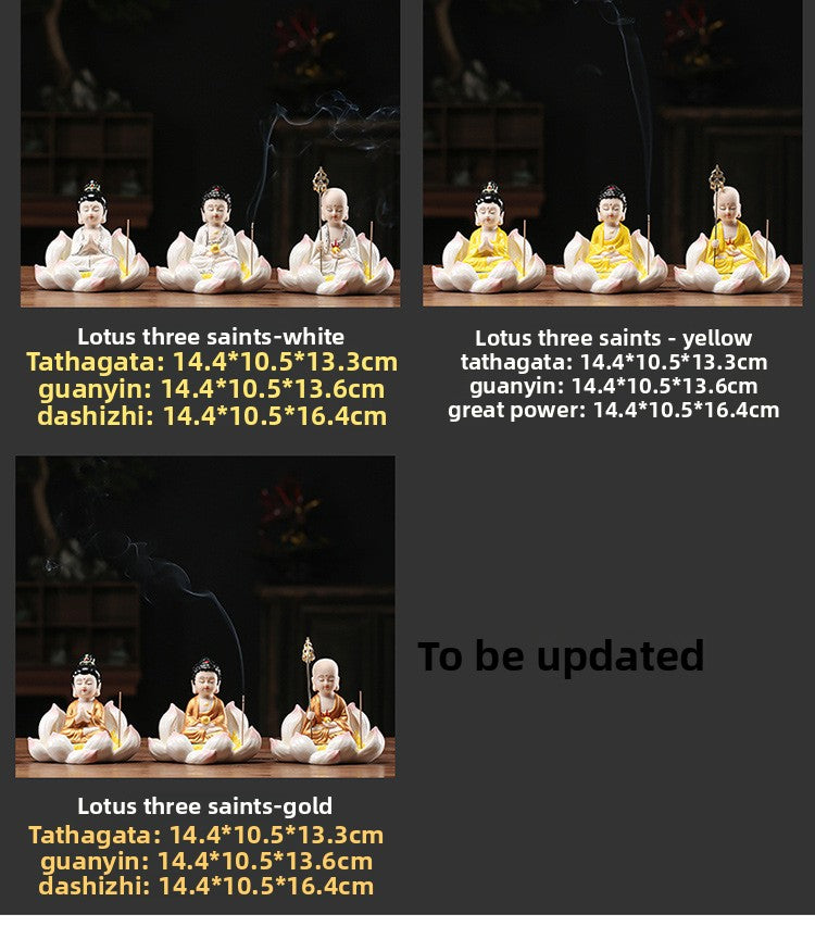 Zensoullab Creative Boutique Handicrafts Ceramic Classical Buddha Statue Buddha Buddha Guanyin Bodhisattva Chinese Household Car Safety Ornaments