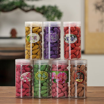 zensoullab Spring Reverse Plastic Bucket Flowing Incense Sandalwood 80 Pieces Reverse Flowing Incense Pellets Indoor Tower Incense Aromatherapy Incense