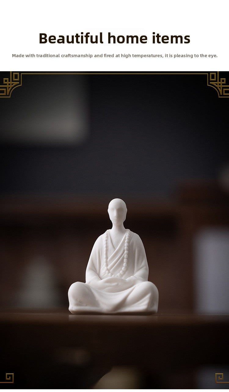 zensoullab Chinese Style Little Monk Home Decor Ceramic Zen Unphase Buddha Tea Ceremony Fish Tank Landscaping Micro Landscape Bonsai Decoration
