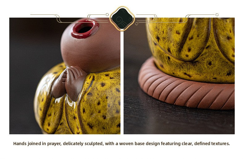 zensoullab Creative Little Monk Incense Burner Cute Aromatherapy Burner Ornament Zen Style Home Indoor Agarwood Sandalwood Incense Burner Incense Box