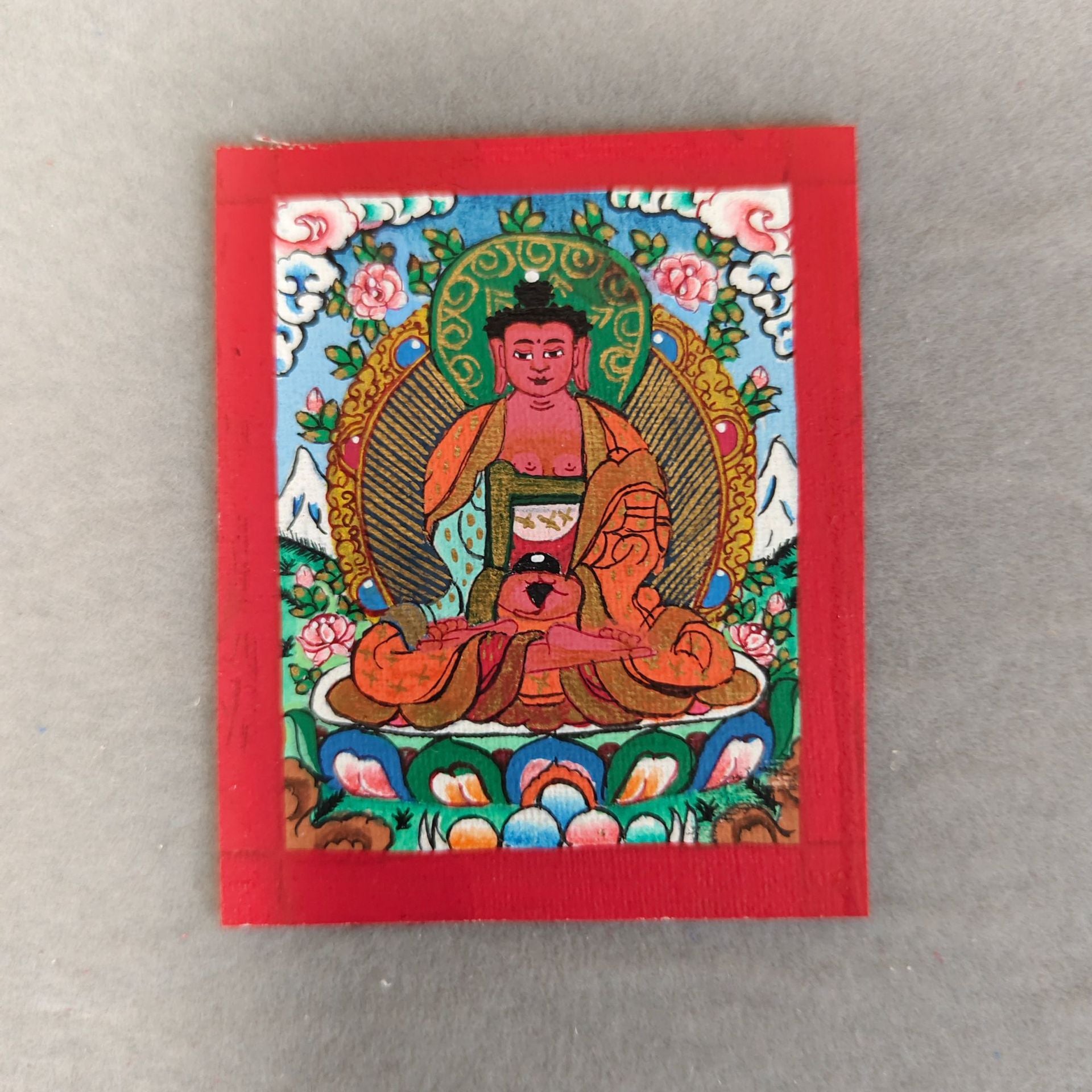 zensoullab Nepal Hand-painted Zodiac Buddha Guardian Buddha Thangka Manjushri Yellow God of Wealth Green Tara Samantabhadra Small Thangka Pendant