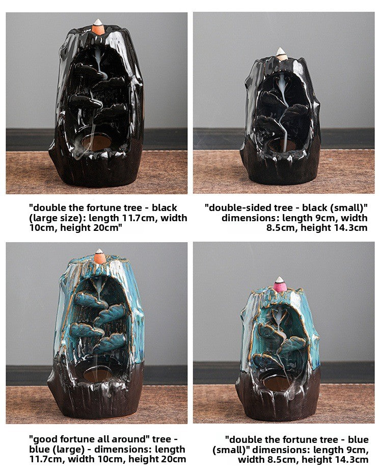 zensoullab Backflow Incense Burner Left and Right Fengyuan Kiln Change Antique Sandalwood Incense Burner Large Home Indoor Creative Ornament
