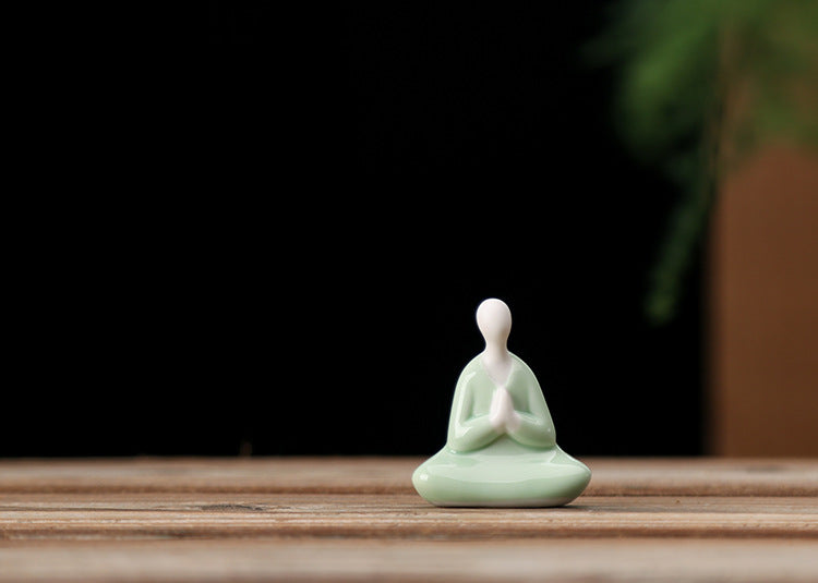 zensoullab Zen Green Porcelain Formless Small Living Tea Ceremony Accessories Ceramic Succulent Bonsai Fish Tank Landscaping Home Chinese Style Mini Ornaments