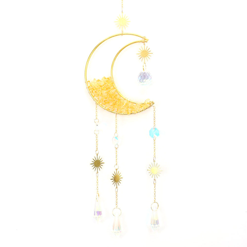 Zensoullab Natural Crystal Gravel Moon Hourglass Sunshine Catcher Sun Catcher Lighting Wind Chimes Decorative Pendant