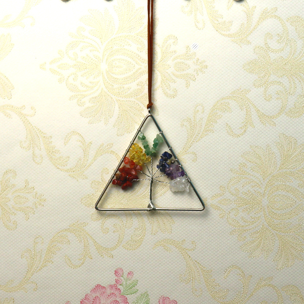 zensoullab Natural Raw Crystal Stone Gravel Christmas Tree Triangle Hanging Holiday Home Decoration