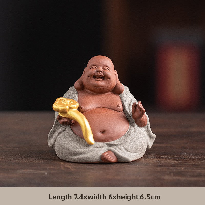 zensoullab Zen Style Chinese Five Blessings Maitreya Fortune Prosperity Longevity Happiness Wealth Smiling Buddha Desktop Small Ornament Creative Home Tea Room Tea Pet