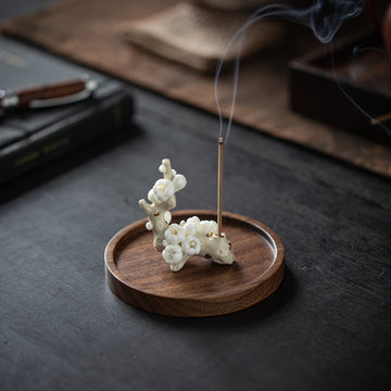 zensoullab Zen Ceramic Plum Blossom Incense Holder Creative Incense Stand Incense Tray Incense Burner Tea Room Study Atmosphere Decor Incense Burner
