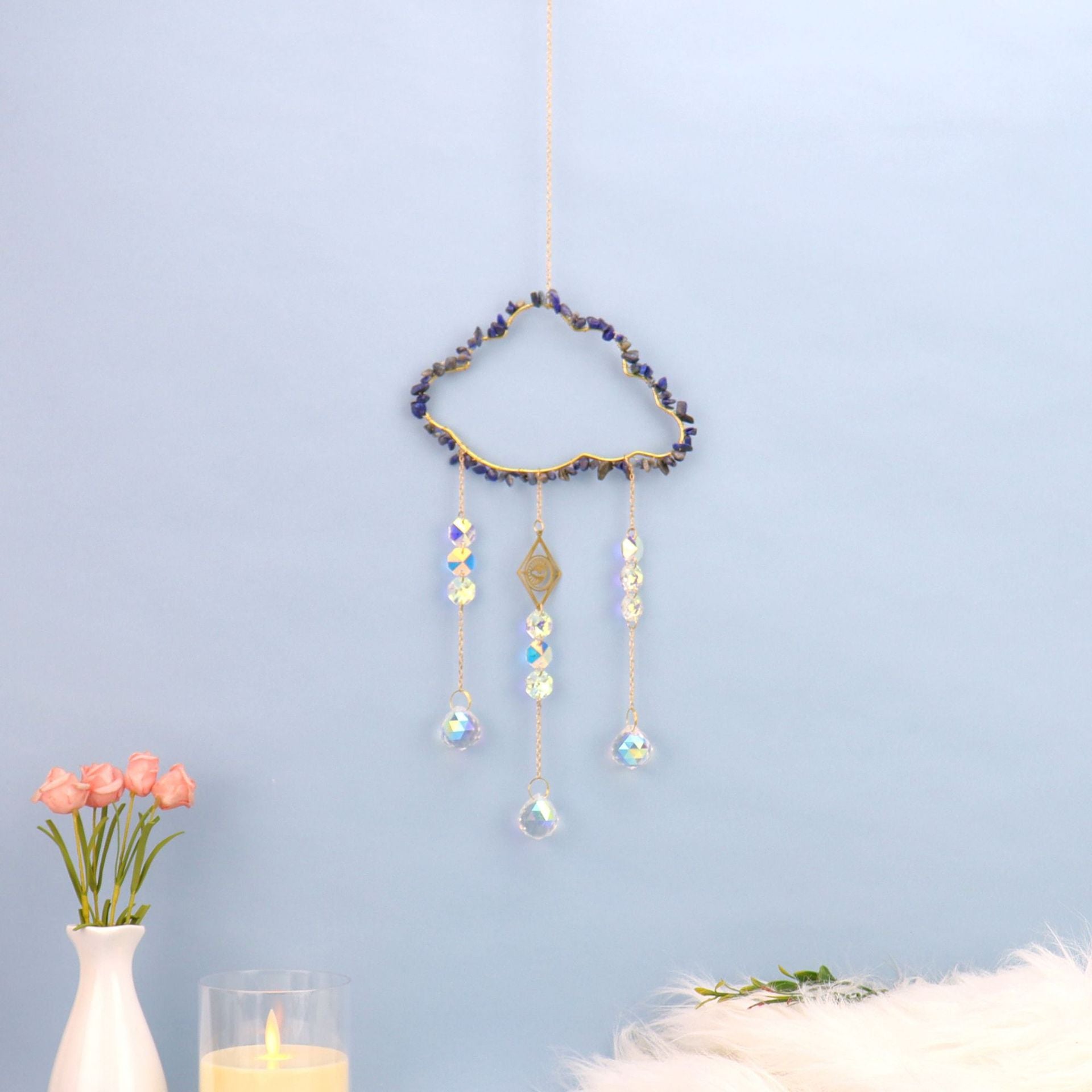 zensoullab Natural Crystal Gravel Handmade Crystal Decoration Pendant Window Outdoor Light Gathering Cloud Amethyst Sun Catcher