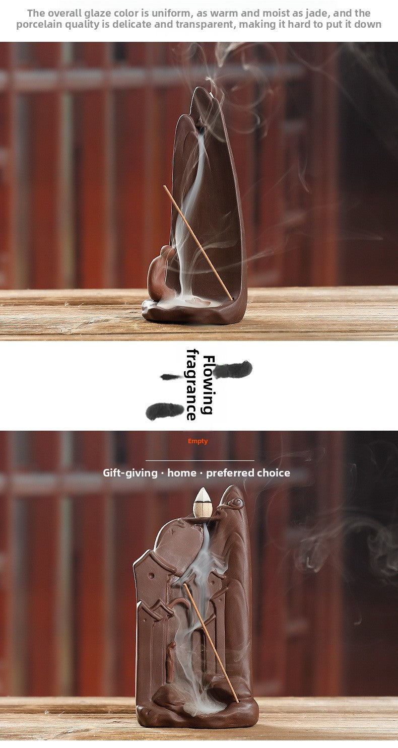 zensoullab Original Ceramic Backflow Incense Burner Watchful Landscape Aromatherapy Burner Sandalwood Incense Home Decor Incense Holder
