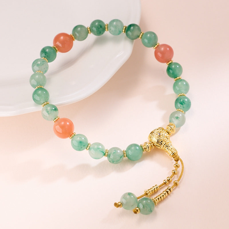 zensoullab Natural 8MM African Jade Bracelet Eighteen Seeds Pressed Flower Handheld Floating Flower Bracelet