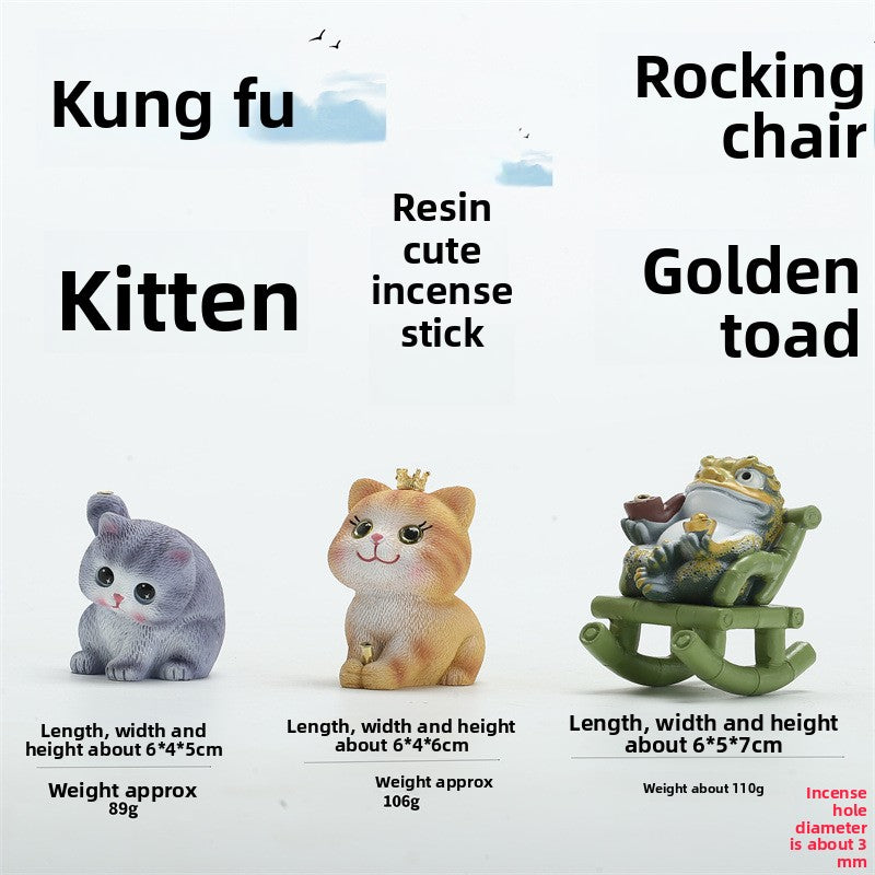 zensoullab Cat Ornament Tray Cute Resin Kitten Incense Holder Stand Trendy Toy Incense Stick Indoor Tea Room Aromatherapy Burner Home Use