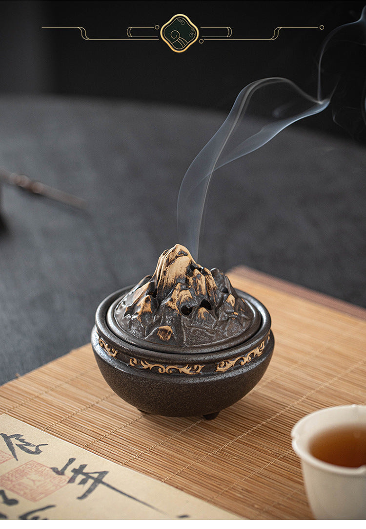 zensoullab Boshan Ceramic Incense Burner for Home Indoor Small Sandalwood Agarwood Incense Burner Zen Tea Room Incense Incense Seal Tower Incense Burner