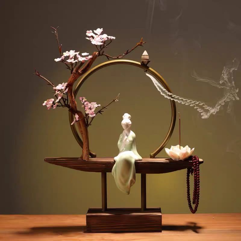 zensoullab New Chinese Zen Style Ornament Creative Backflow Incense Burner Home Office Living Room Desktop Entrance Decoration Incense Burner