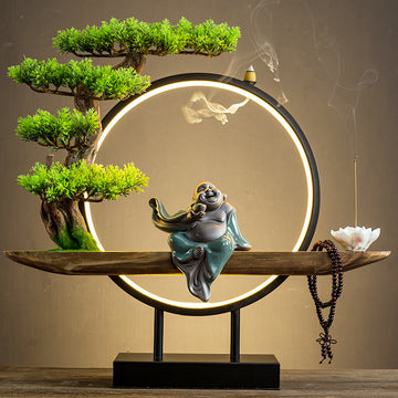 zensoullabled Lamp Circle Base Zen Backflow Incense Burner Chinese Style Home Entrance Decoration Office Tea Room Aromatherapy Burner Household