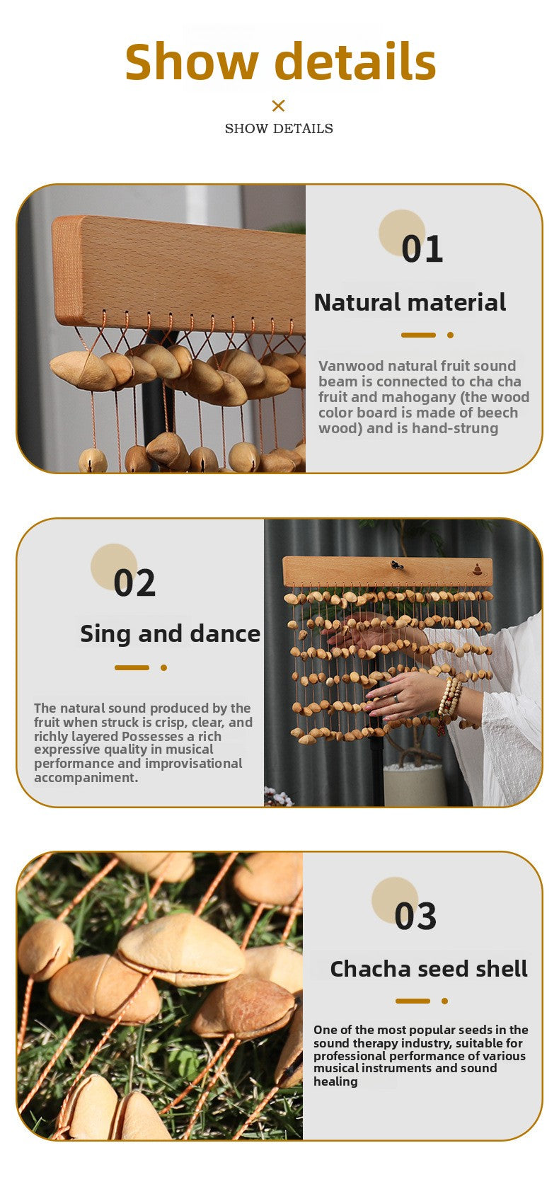 zensoullab South American Fruit Sound Bell Rattle Healing Accompaniment Unique Instrument Sound Bell Natural Plant Accompaniment Bell Fruit Bell