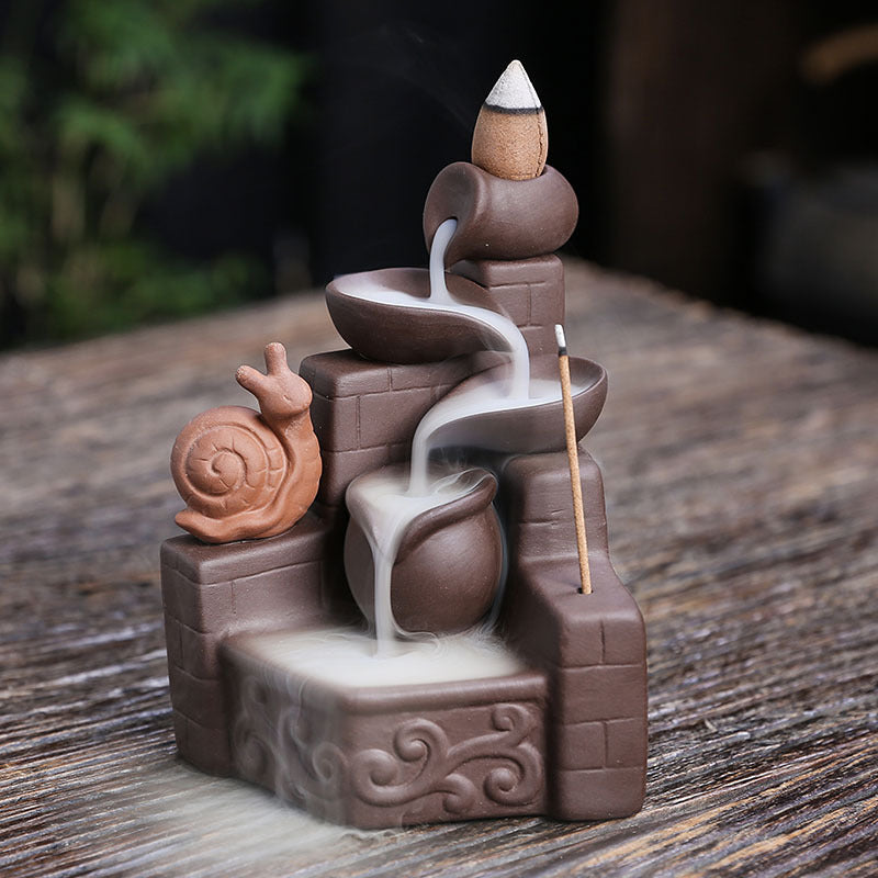 zensoullab Purple Clay Backflow Incense Burner Craft Ornament Creative Animal Sandalwood Backflow Incense Burner Home Decoration