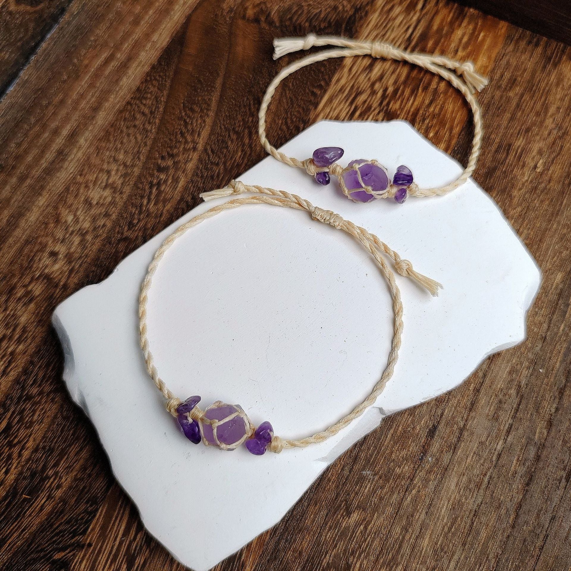 zensoullab Purple Micro Star Natural Amethyst Braided Bracelet