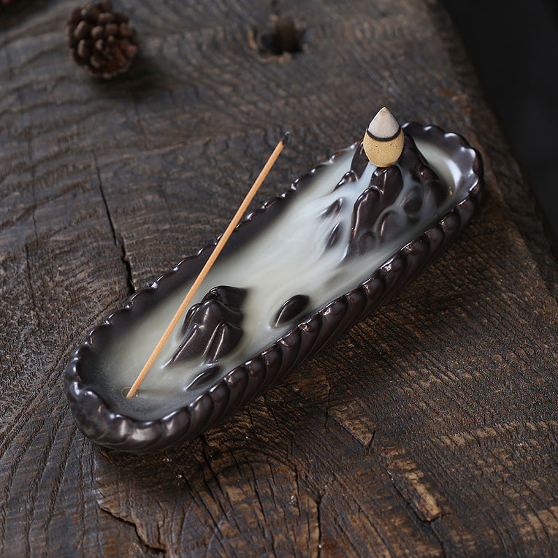 Ceramic Backflow Incense Burner Creative Mountain Waterfall Backflow Incense Burner Three-in-One Incense Burner Home Decor